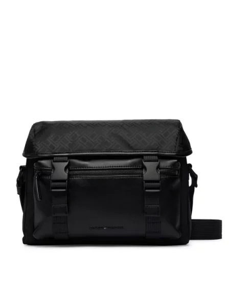 Tommy Hilfiger Τσαντάκι Th Nylon Jacquard Satchel μαύρο