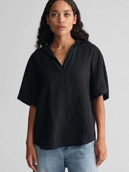 Лляна блуза Gant чорна