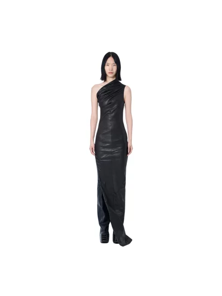 Sukienka Rick Owens skórzana czarna