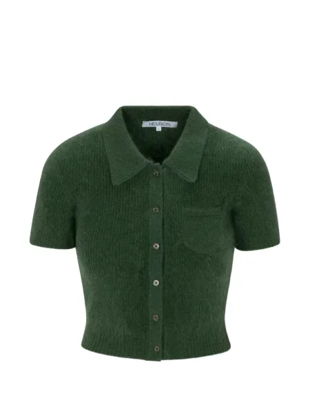 Scurt cardigan Hevron tricotate verde
