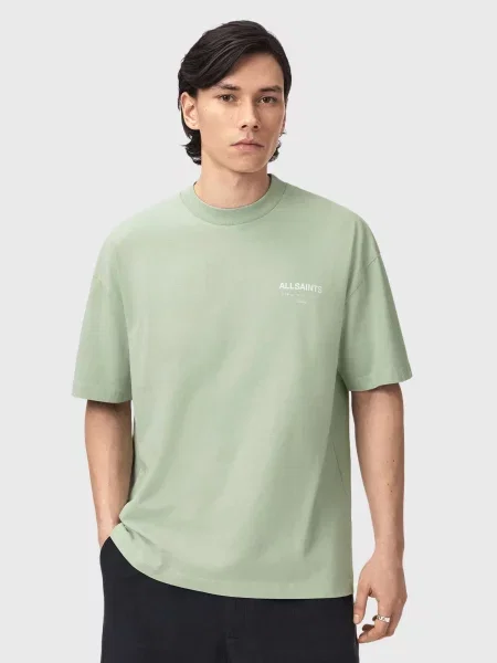 AllSaints Tricou Underground mentă / alb verde