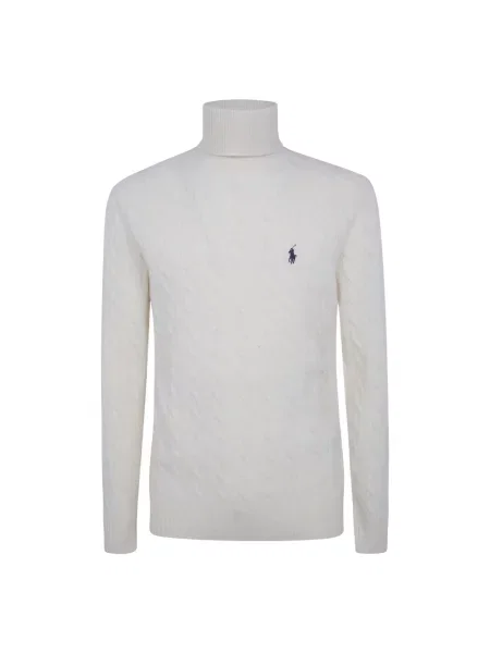 Sweter z golfem Polo Ralph Lauren wełniany beżowy