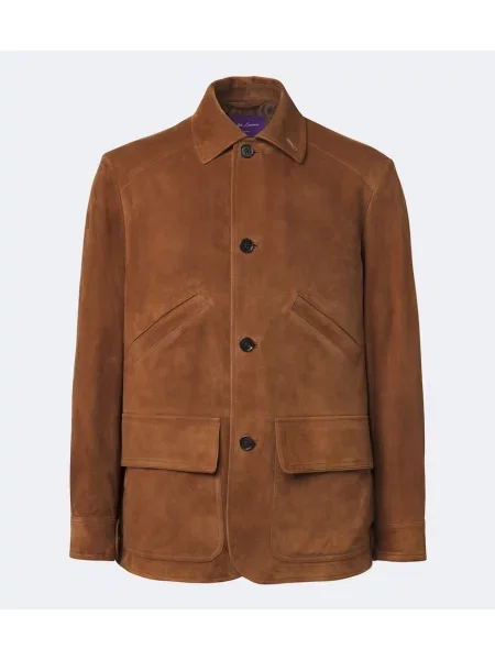 Geacă Ralph Lauren Purple Label din piele de căprioară violet