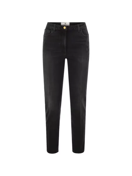 Blugi Elisabetta Franchi cu talie înaltă negru