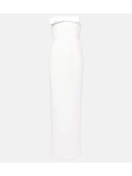 Sukienka koktajlowa The New Arrivals Ilkyaz Ozel z kokardką garniturowa biała
