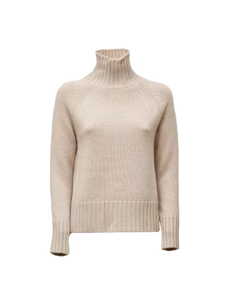 Sweter z golfem Max Mara wełniany beżowy