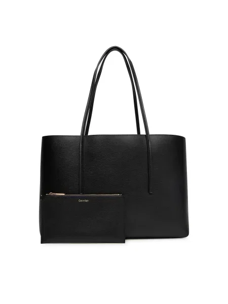 Shopper torbica Calvin Klein s autogramom crna