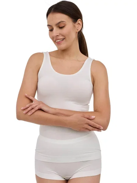 Koszulka bez rękawów z wełną Brubeck COMFORT MERINO biała