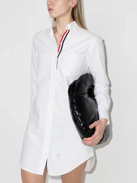 Dryžuota mini marškininė suknelė Thom Browne balta
