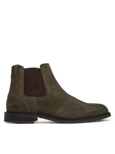 Tommy Hilfiger Μποτάκια με λάστιχο Corporate Dressy Suede Chelsea Σκούρο πράσινο