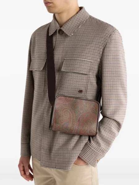 Geantă Etro cu model paisley maro