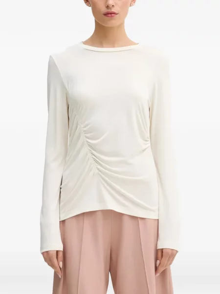 Lung tricou Sisley cu volane alb