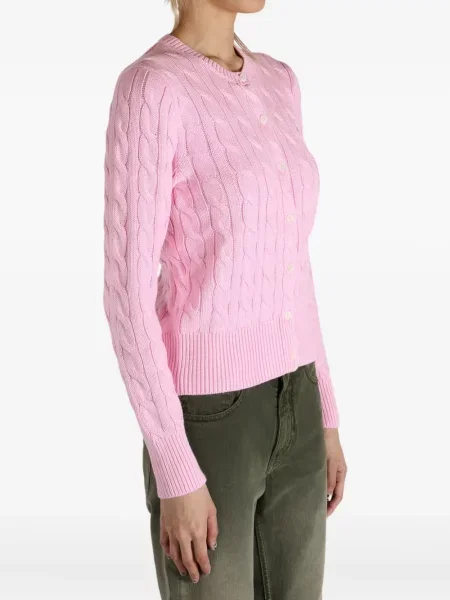 Plisované zkrácené dvouřadé tričko Polo Ralph Lauren bílé