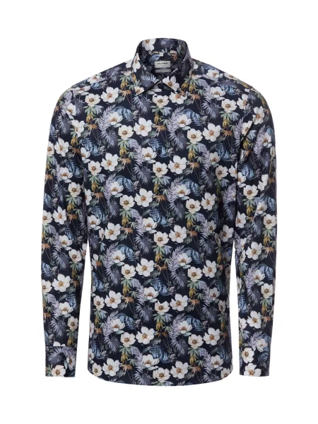 Koszula biznesowa o kroju slim fit z mieszanki bawełny z kołnierzykiem typu kent Olymp Level Five niebieska