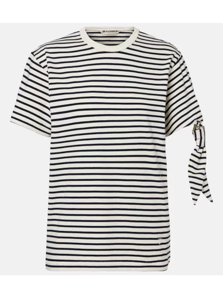Tricou Jw Anderson cu dungi din jerseu alb
