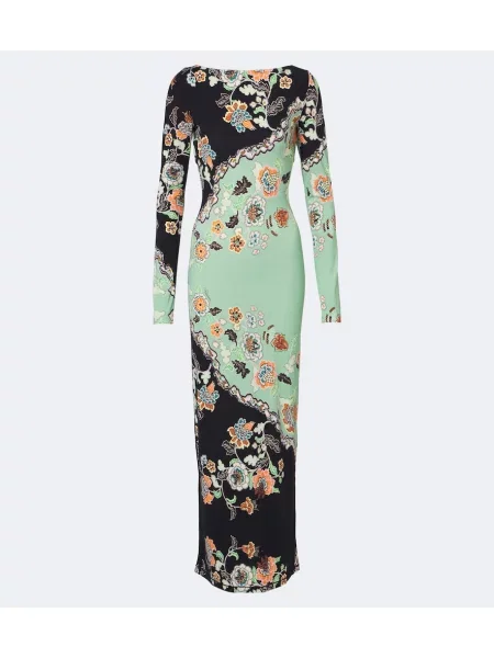 Rochie maxi Roberto Cavalli cu model floral albastru