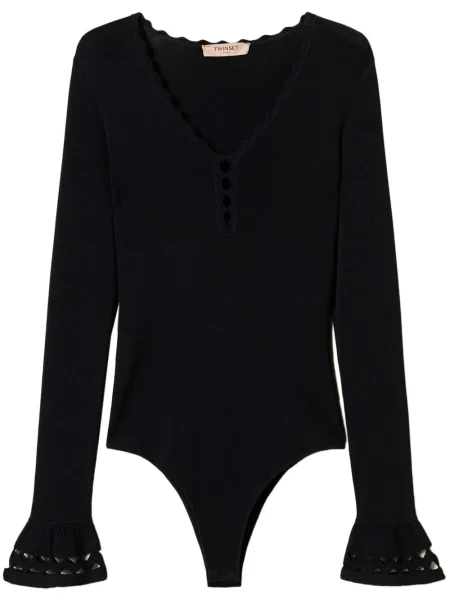 Body Twinset tricotate cu imprimeu geometric negru