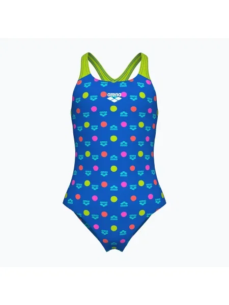 Gyermek egyrészes fürdőruha arena Multiple Dot Swim Pro Back multi kék/artic lime. Méret: kék