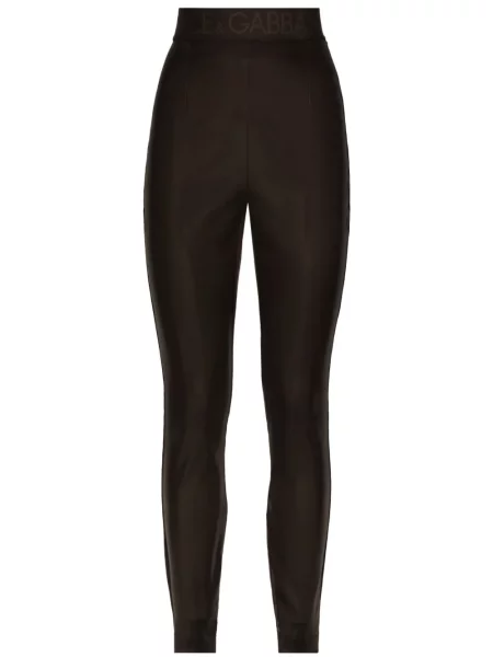 Leggings Dolce & Gabbana din satin maro