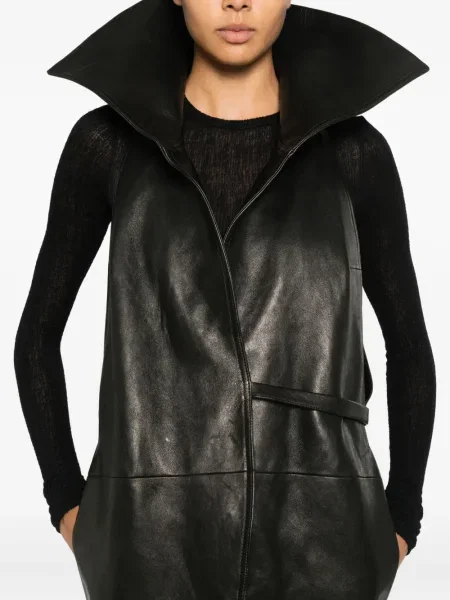 Palton Rick Owens din piele negru