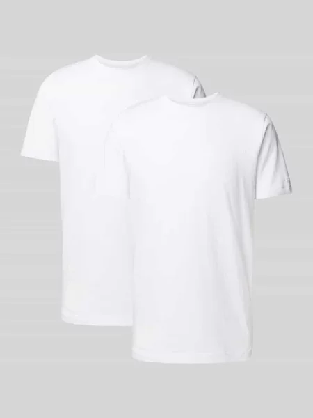 T-shirt z okrągłym prążkowanym dekoltem w zestawie 2 szt. Olymp Level 5 biała