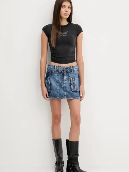 Guess Originals spódnica jeansowa HARRINGTON mini ołówkowa niebieski