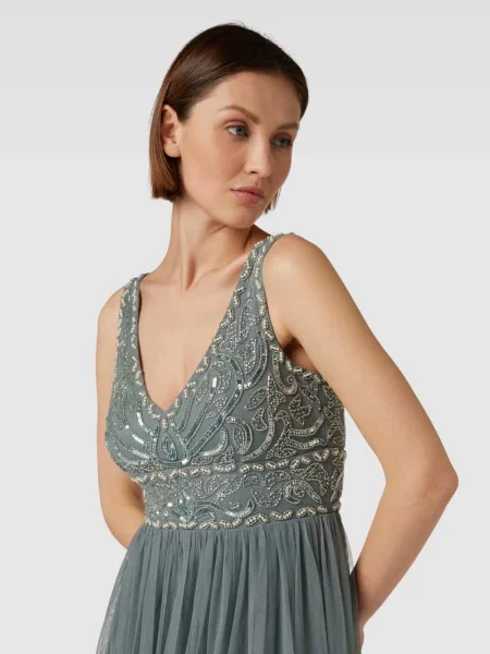 Sukienka wieczorowa z obszyciem ozdobnymi kamieniami Lace & Beads