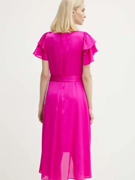 Сукня Dkny midi розкльошена рожевий