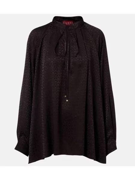 Cămașă Gucci de mătase cu imagine maro