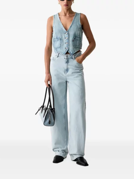 Gulerat vestă denim Levi's® cu decolteu în V de catifea cord albastru
