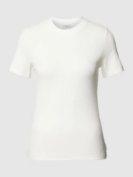 T-shirt z prążkowaniem Marc O'polo Denim biała