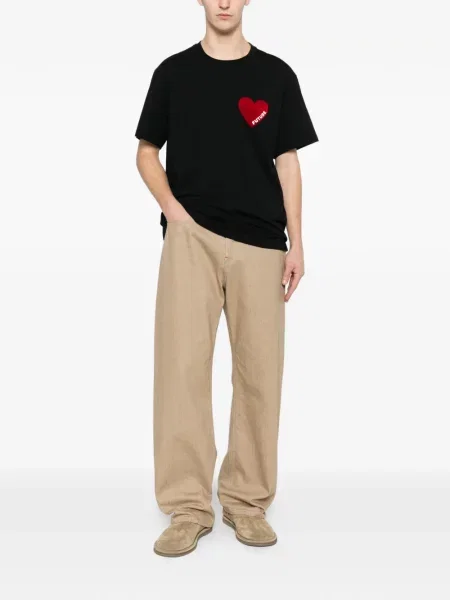 Tricou From Future cu motiv cu inimi negru