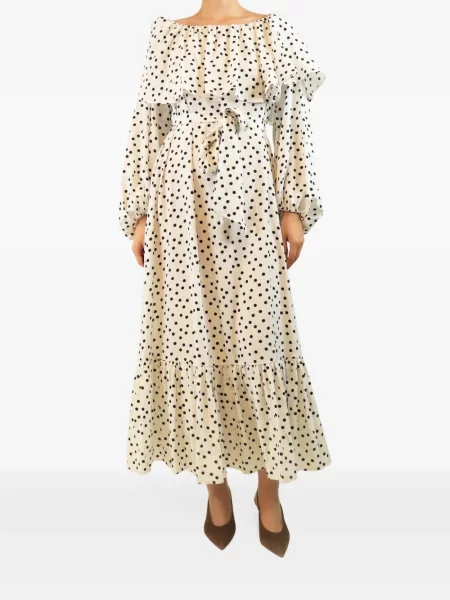 Rochie maxi Françoise cu buline alb