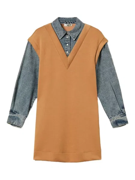 Rochie din denim Twinset de costum maro