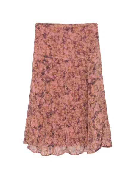 Fustă midi Ba&sh cu model floral cu imagine roz