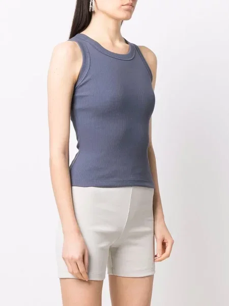 Dzianinowa kamizelka Styland prążkowana niebieska