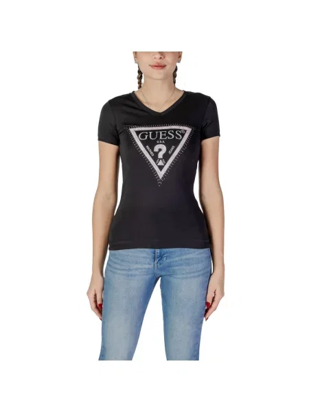 T-shirt z nadrukiem z logo model ‘PYTHON’ Guess czarna