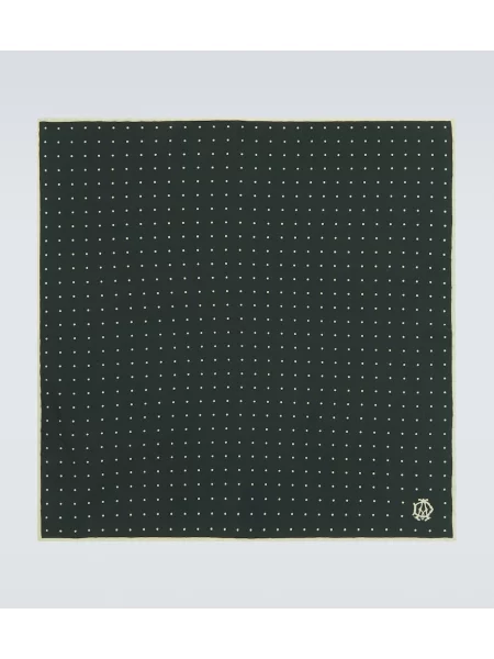 Fular Dunhill de mătase cu buline verde