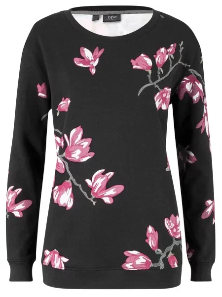 Bluza z czystej bawełny luźniejszy fason czarna