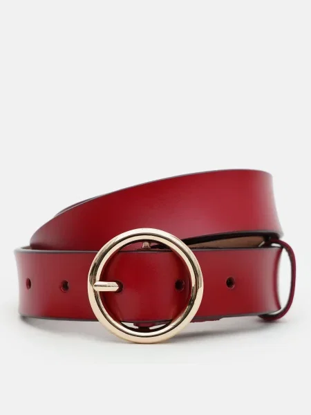 Шкіряний ремінь Borsa Leather з ремінцями червоний