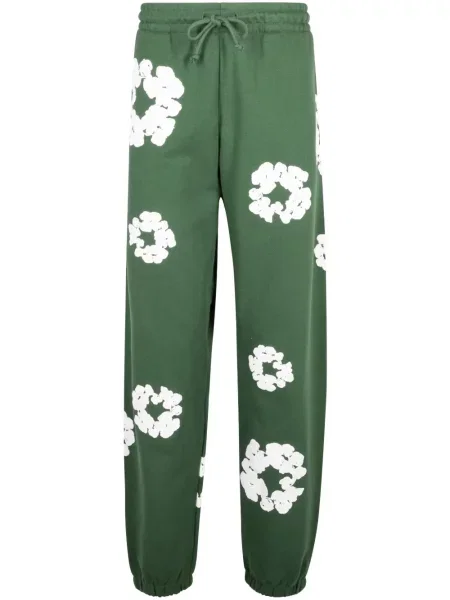 Pantaloni Denim Tears cu model floral cu imagine alergare verde