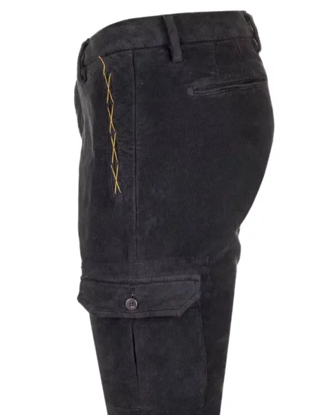 Pantaloni cargo Al Duca D’aosta 1902 de catifea cord negru