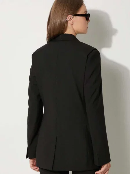 Vlněné sako Kenzo Virgin Wool Waisted Blazer černé