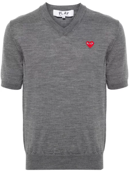 Pulover Comme Des Garcons Play de lână cu motiv cu inimi gri