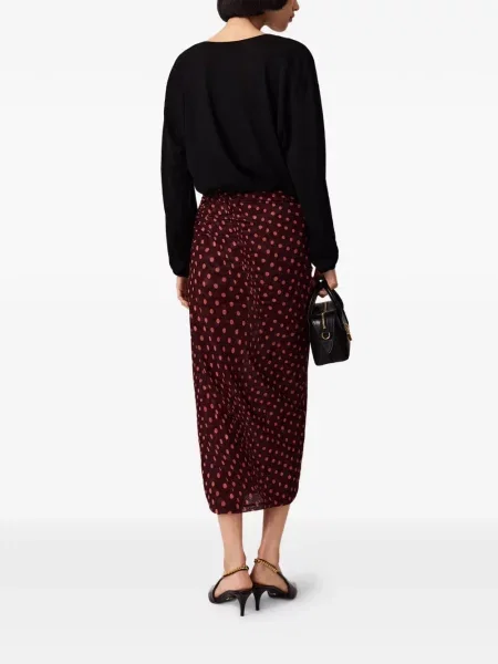 Fustă midi Stella Mccartney cu buline cu volane roșu