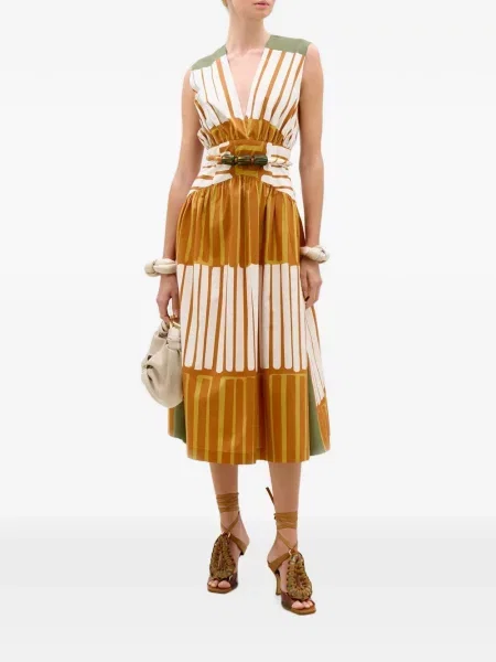 Rochie midi Silvia Tcherassi cu dungi cu imagine portocaliu