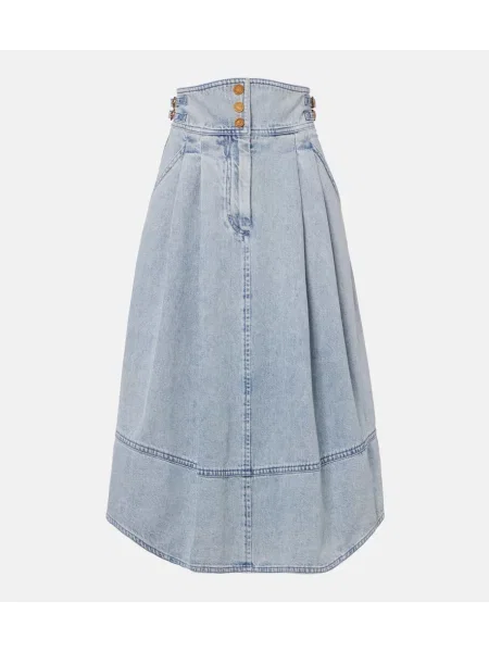 Spódnica jeansowa Zimmermann do kolan niebieska
