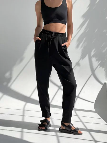 Штани повсякденні IJ lipuchki-linen-black льон/віскоза чорний