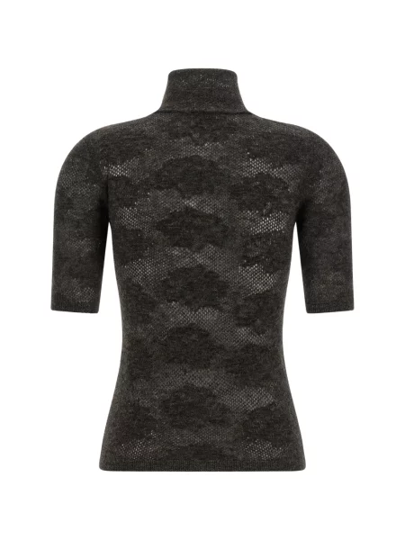Scurt pulover Brunello Cucinelli ajurat maro