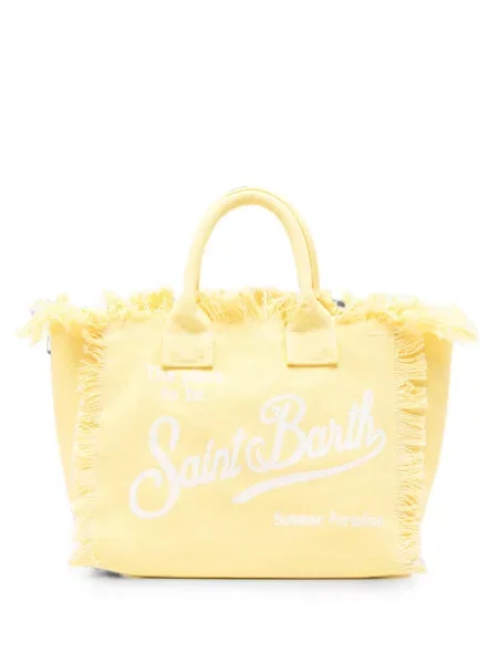 Geantă shopper Mc2 Saint Barth cu franjuri galben